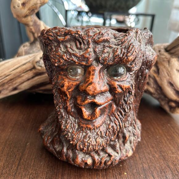 Vintage Matchless Candle Holder Sculpted Clay Tree Face 1975 Jason Christoble - Picture 1 of 8